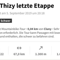 67 km aber 1.300 hm zu kraxeln. "Hubert und ich haben zwar mittlerweile "schwere Beine", aber das wollen wir noch packen. Drückt uns die Daumen. Wenn alles gut läuft sind wir ca. 16.00 Uhr in Thizy les Bourgs", berichtete Volker Oehlenschläger um 08.47 Uhr heute Morgen. 

