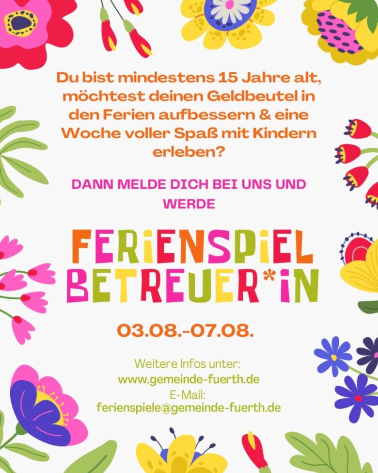 Plakat Suche Ferienspielbetreuer 2026