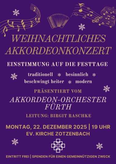 Flyer Weihnachtliches Akkordeonkonzert 22.12.2025