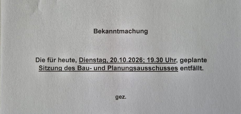 Bau- und Planungsausschuss entfällt